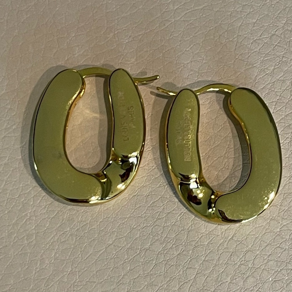 Gold and Silver LV Hoop Earrings - Picture 4 of 6